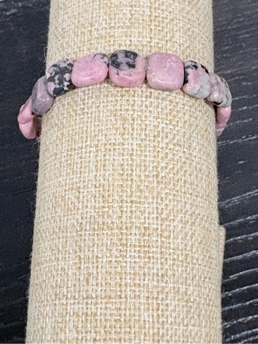 Handcrafted rhodonite gemstone beaded bracelet